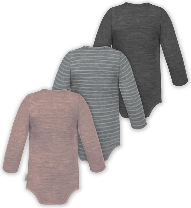 Actual product image Normani 3-pack baby merino long sleeve wrap bodysuit for boy and girl - 9355 (74)
