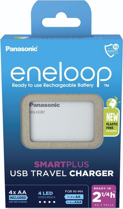 Produktbild Panasonic eneloop Smart Plus USB Travel Charger BQ-CC87 (5 Stk., AA, 2000 mAh, Ladegerät inkl. Akku)