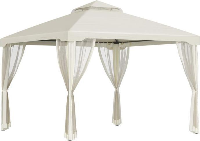 Produktbild Swisshandel24 Gartenpavillon mit 4x Seitenwand wetterfest Metall + Polyester Cremeweiss 3 x 3 x 2,6 m (294 cm, 294 cm)