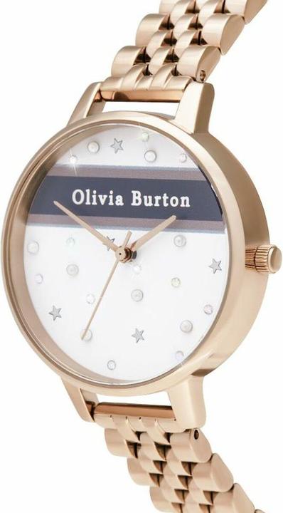 Actual product image Olivia Burton Ladies Watch Pink & Navy Stripe OB16VS06 (Analogue wristwatch, 34 mm)