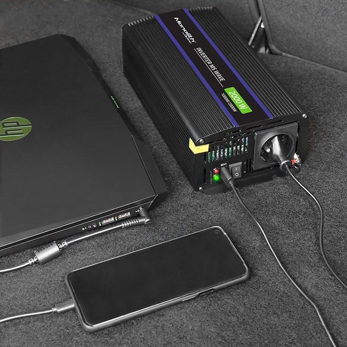 Produktbild Qoltec Przetwornica napięcia Monolith 2000 MS Wave | 12V na 230V | 1000/2000W | USB