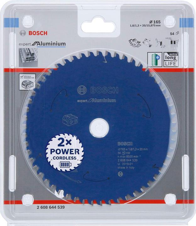 Produktbild Bosch Professional Zubehör Akku-Kreissägeblatt Expert for Aluminium, 165 x 1,8/1,3 x 20, 54 Zähne