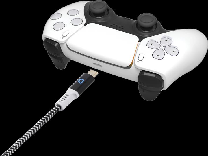 Actual product image Bionik BNK-9081 PS5 Lynx - USB-C Woven Charge Cable - 10 feet (White) (PS5)