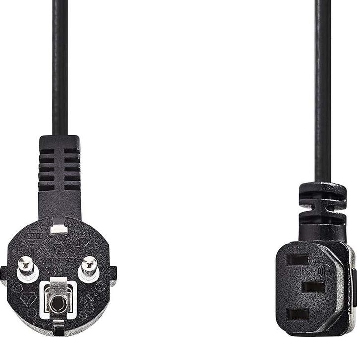 Produktbild Nedis Stromkabel | Schutzkontaktstecker | IEC-320-C13 | Abgewinkelt | Abgewinkelt | Vernickelt | 3.0 (3 m)