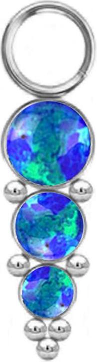 Star Piercing Anhänger silber drei Opale blau mit Kugeln (ohne Messing, Chirurgenstahl 316L)