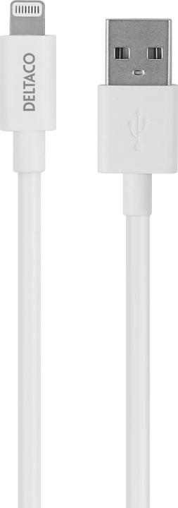 Actual product image Deltaco Lightning cable USB-A -Lightning, 1m, Apple C189 chipset, MFi, FSC-labeled packaging, white (1 m, USB 2.0)