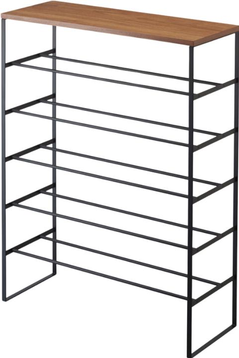 Actual product image Yamazaki 6-tier shoe rack with wooden shelf TOWER (66 x 25 x 87 cm)