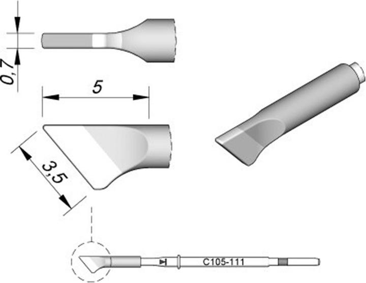 JBC Soldering tip series C115, blade shape, C115111/3.5 x 0.7 mm, straight (Soldering tip)