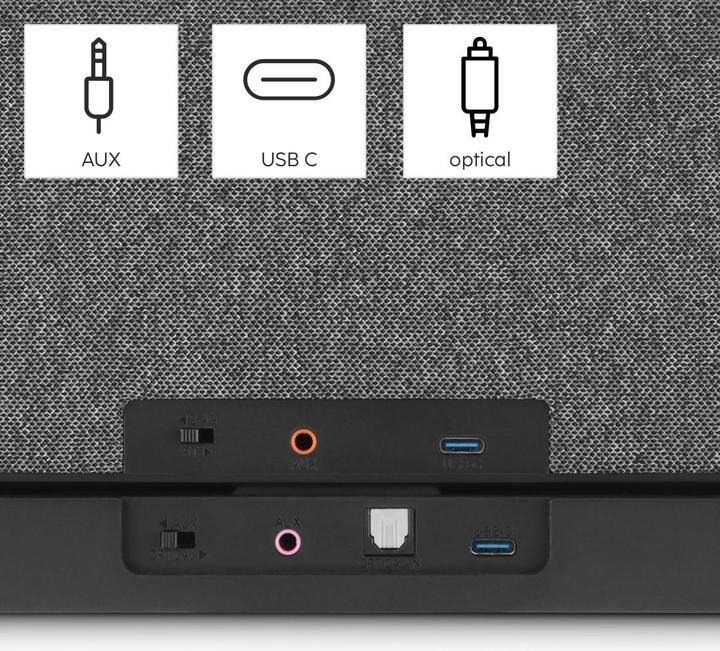Immagine prodotto Hama Lautsprecher für Fernseher, 2,4-GHz-Station + Bluetooth®, tragbar, stereo (18 h, Porta USB)