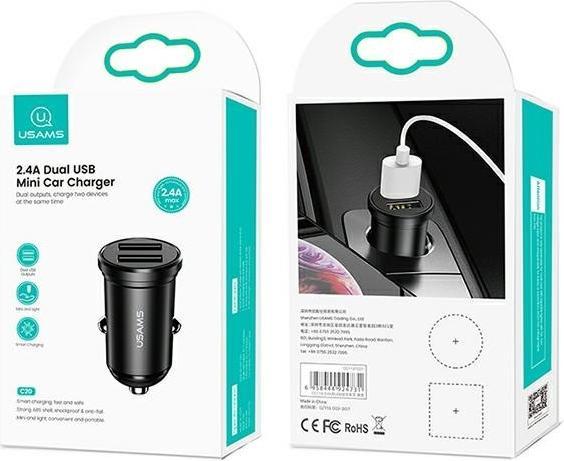 Produktbild Usams lad. sam. 2xUSB 2,4A Mini czarnyblack CC114TC01 USCC114
