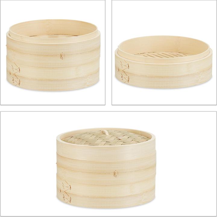 Produktbild Relaxdays Bambusdämpfer (24 cm, Pflanzliche Werkstoffe)