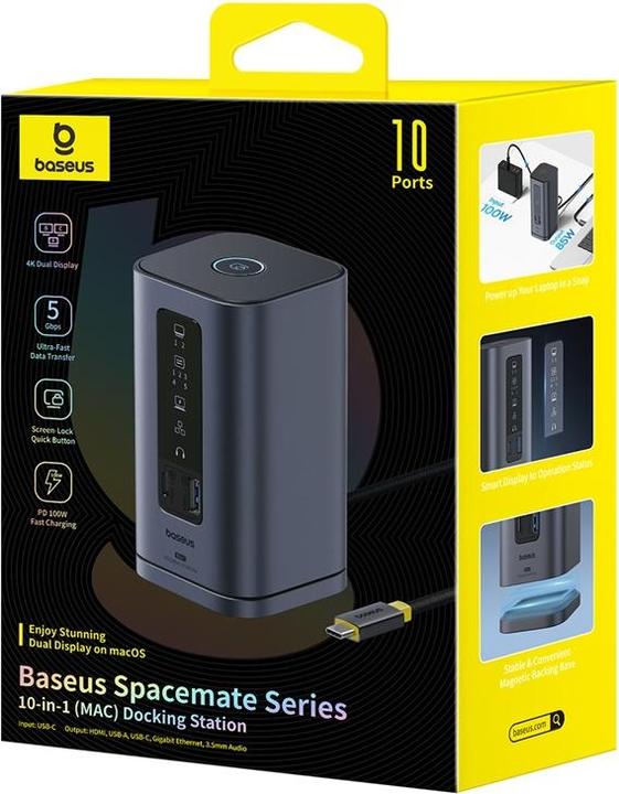 Actual product image Baseus Spacemate 10-in-1 docking station (MAC) (USB-C, 10 Ports)