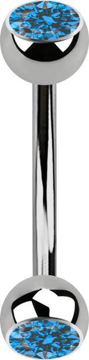 Actual product image Star Piercing Banane silber mit zwei Kugeln Kristall hellblau (without brass, Titanium G23)