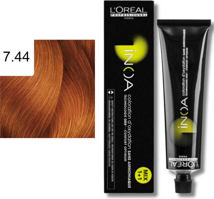 Actual product image L'Oréal Paris L'Oreal Inoa Coloration D'Oxydation Ammonia Free (7.44 Medium blonde Deep copper)
