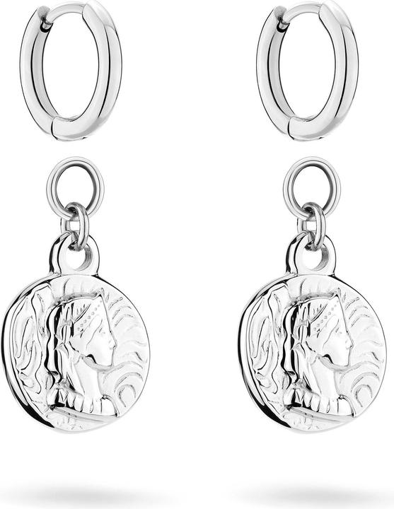 Tamaris Original round earrings with pendants 2in1 Coins TJ-0441-E-29 (Edelstahl)