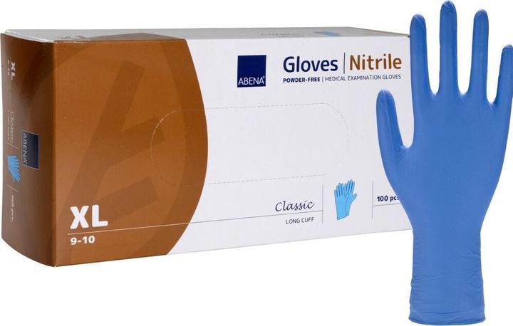 Actual product image Abena Long examination gloves, Classic, XL, blue, nitrile, Powder free (XL)