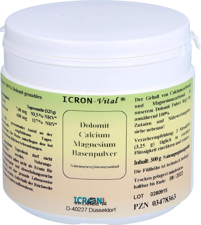 Nährwerte und Zutaten Icron Vital Dolomit Calcium Magnesium Basenpulver, 300 g Pulver (1 Stück, Pulver, 300 g)