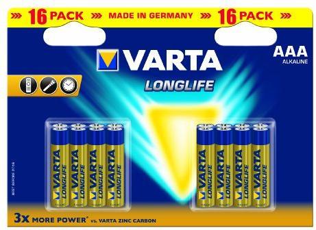 Actual product image Varta Longlife Alk/Man LR03 (16 pcs., AAA)
