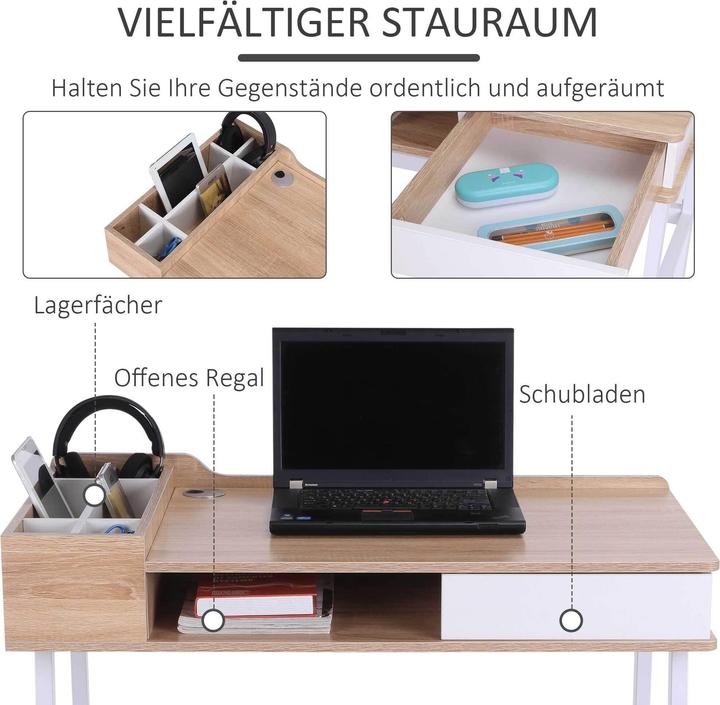 Produktbild Homcom Schreibtisch Trendiges Industrie-Design, Metallgestell mit pulverbeschichteter Oberfläche (100 x 55 x 81.5 cm)