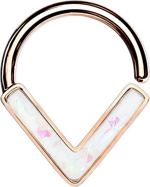 Star Piercing Micro Piercing Ring rosegold Winkel mit Opal weiss (Chirurgenstahl 316L, ohne Messing)