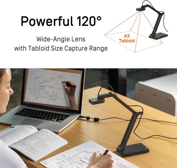 Actual product image Ipevo DOK V4K Pro 120 USB Ultra HD 8MP Micro Light grey (4K, 44 x 33 cm)