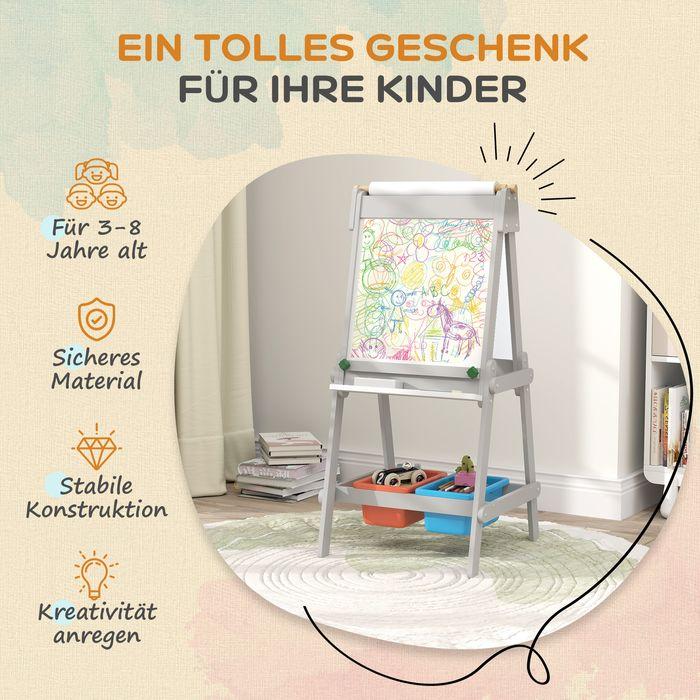 Image du produit Swisshandel24 3-in-1 Kindertafel, doppelseitige Kinder Staffelei mit Kreidetafel, Whiteboard
