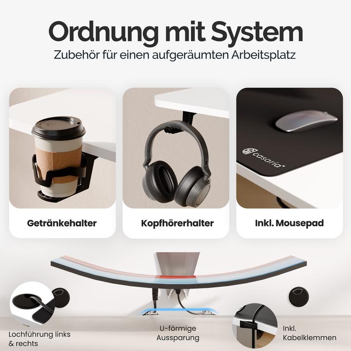 Actual product image Casaria Height-adjustable desk + mousepad (160 x 75 x 118 cm)