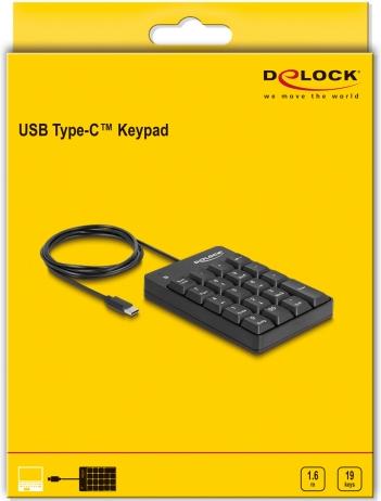 Produktbild Delock USB Type-C Nummernblock 19 Tasten schwarz (DE, Kabelgebunden)