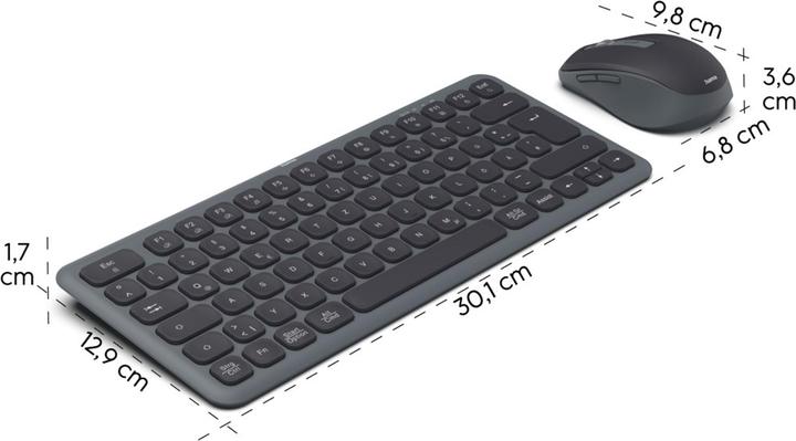 Produktbild Hama Multi-Device-Tastatur-Maus-Set WKM-500 kabellos klein SW QWERTZ DE (DE, Kabellos)
