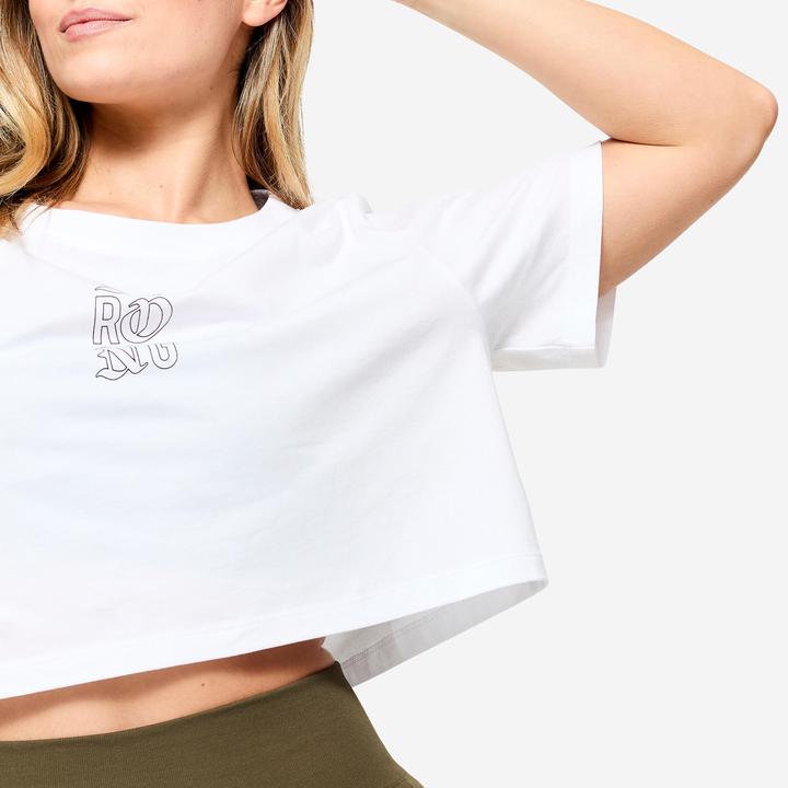 Image du produit Domyos Crop top de musculation coupe ample femme, blanc (XL)