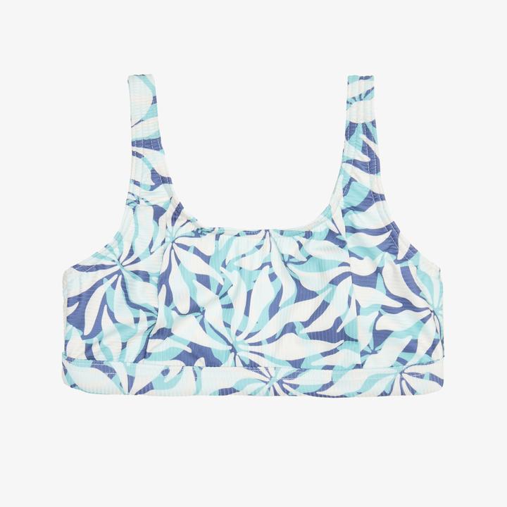 Olaian Bikini-Oberteil Mädchen Bustier verstellbar 500 Nora violett geblümt (140)