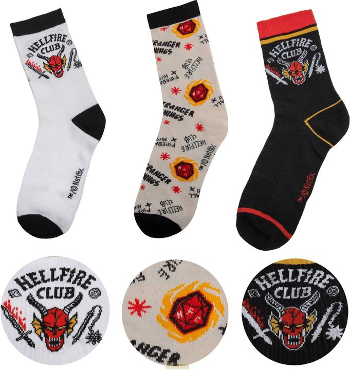 Cinereplicas Stranger Things: Hellfire Club Socken (3 Paare (3er Pack, 40)