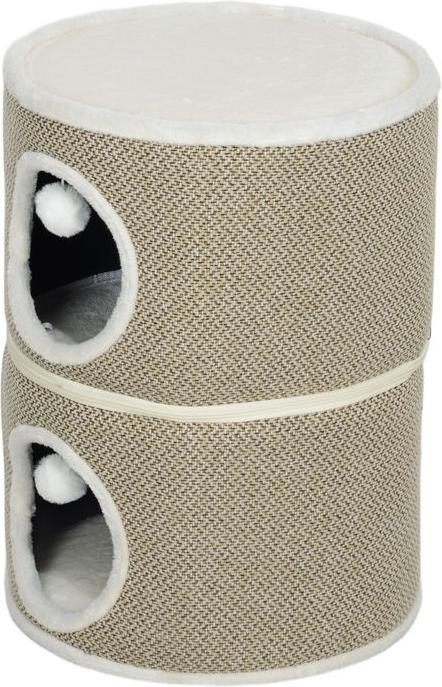Produktbild Swisshandel24 Kratztonne 56 cm Hoch Katzentonne mit Höhle, aus Sisal, für Katze bis 5 kg (56 cm, Kaffee, Cremeweiss)
