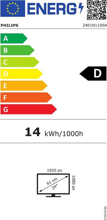 Label énergétique Philips 24E1N1100A/00 (1920 x 1080 pixels, 23.80")