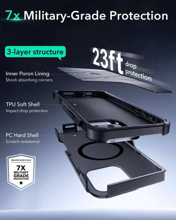 Produktbild ESR Cyber Armor HaloLock Case mit Stash Stand (Apple iPhone 16 Pro)