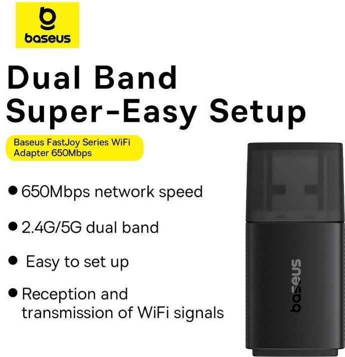 Produktbild Baseus BS-OH170 650 Mbit/s 5 GHz USB-Netzwerkkarte – Schwarz