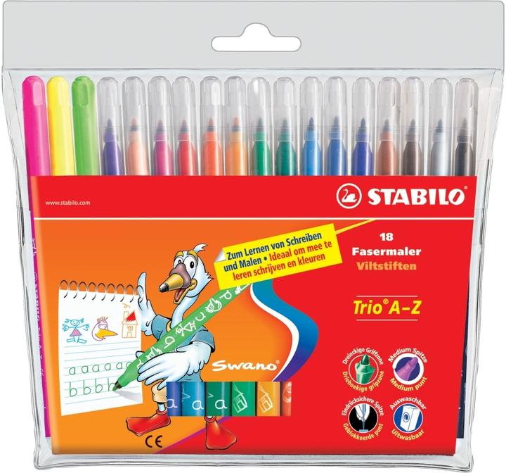 Produktbild STABILO Fasermaler Trio A-z (Mehrfarbig, 18 x)
