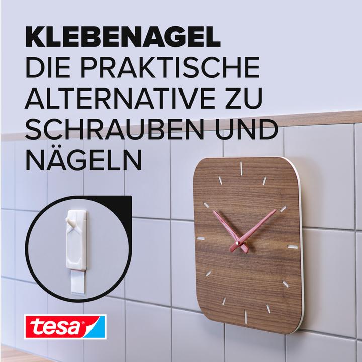 Produktbild tesa Klebenagel für Fliesen & Metall, 2kg Halteleistung, spurlos ablösbar & wiederverwendbar