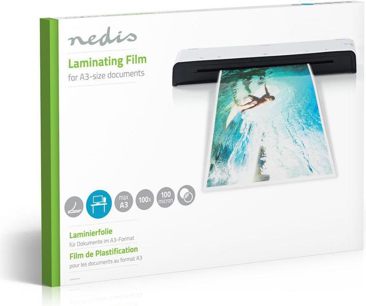 Image du produit Nedis Film de plastification - format A3 - format de film DIN-A3 - épaisseur de film 100 microns - 100 (A3, 100 pièce(s), 100 µm)
