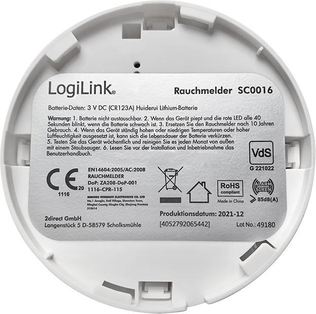 Actual product image LogiLink Smoke detector