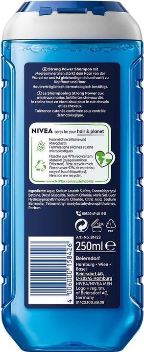 Actual product image NIVEA MEN Strong Power pH-Optimal (250 ml, Liquid shampoo)