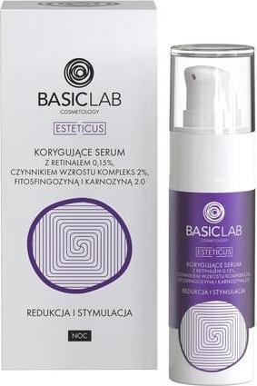 Actual product image BasicLab Esteticus Corrective Serum With Retinal 0.15%. Growth Factor Complex 2%. Phytosphingosine (30 ml)