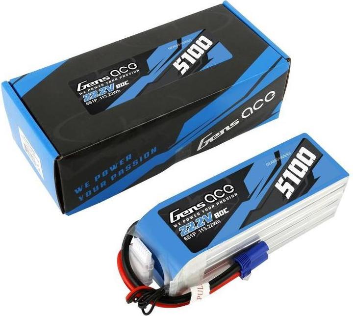 Produktbild Gens Ace Lipo Pack 5100mAh 22,2V 80C 6S1P(EC5) (22.20 V, 5100 mAh)