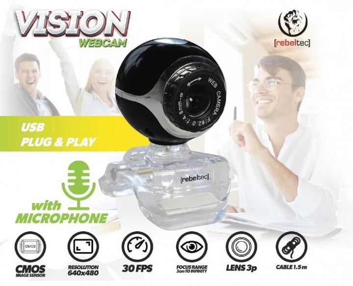 Immagine prodotto Rebeltec Webcam VISION, tipo di sensore CMOS, risoluzione 640x480, messa a fuoco: da 3 cm all'infinito, 30 (0.30 Mpx)