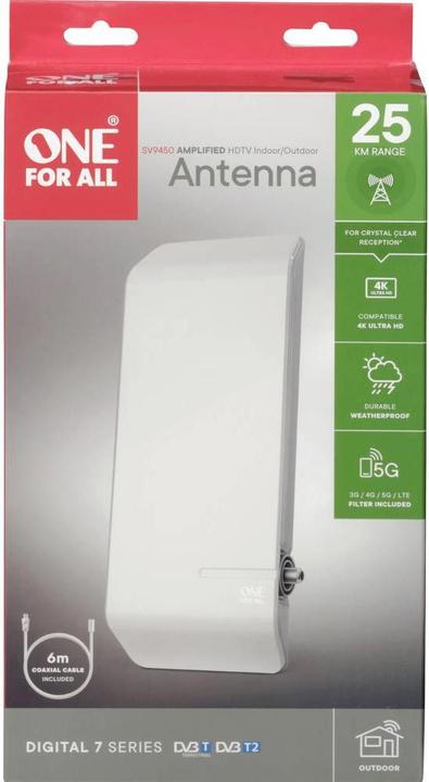 Actual product image One for All SV 9450-5G (Flat antenna, 44 dB, DVB-T / -T2, DVB-S / -S2)