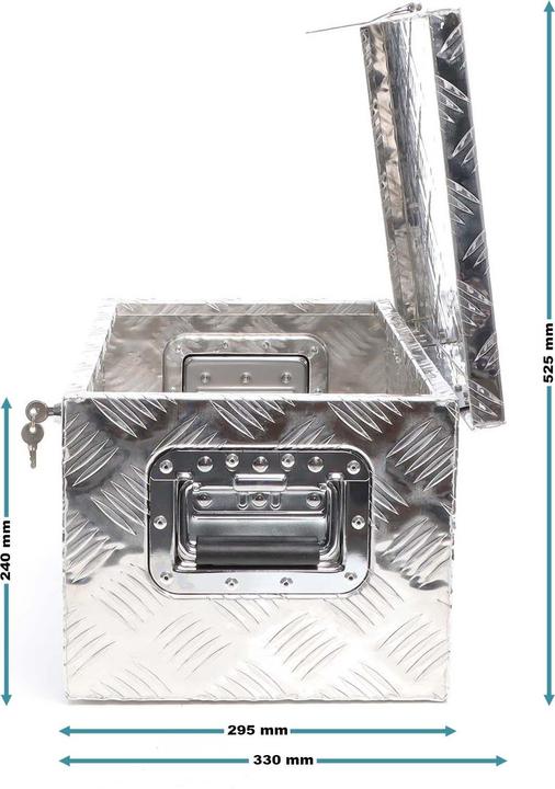 Actual product image XPOtool Aluminium Tool Box 50.8x30.5x24cm Silver-coloured Transport Box Workshop Toolbox with Key