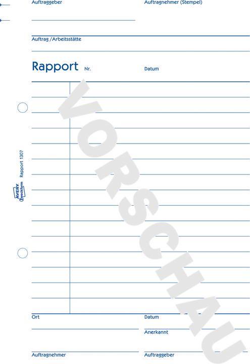 Nährwerte und Zutaten Avery Rapport (100 x)