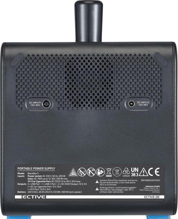Produktbild Ective BlackBox 5 Lithium Powerstation 500W 512Wh Akku mit USB 12V 230V Camping (512 Wh, 8.50 kg)