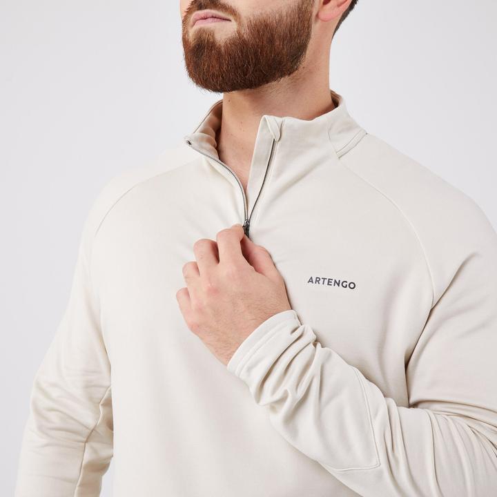 Immagine prodotto Artengo Felpa da tennis con 1/2 zip da uomo - Beige termico (XL)