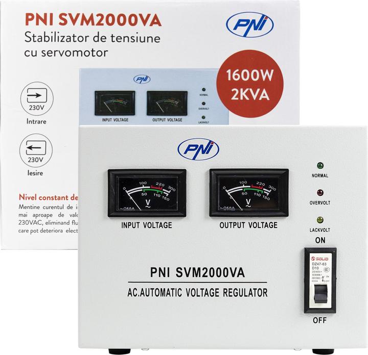 Actual product image PNI Voltage stabiliser SVM2000VA with servomotor, 1600 W, 7.2 A, 230 V output (2000 VA, 1600 W)